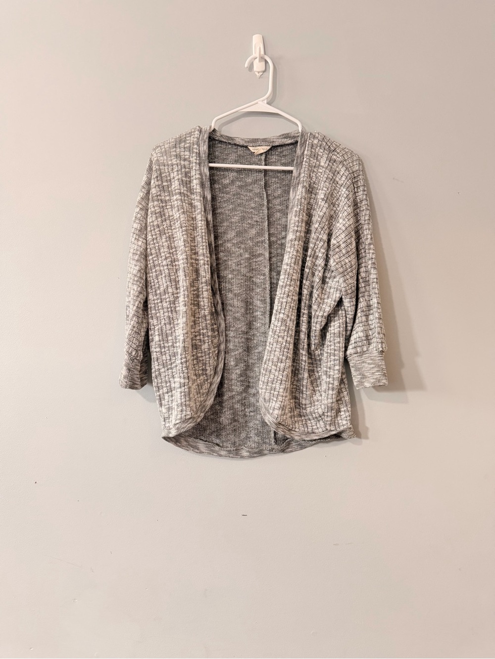 Aeropostale Light Gray Open-Front Ribbed Cardigan